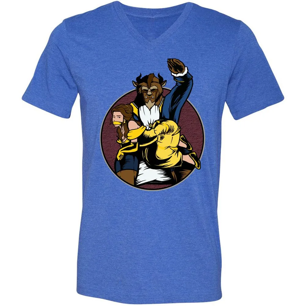 Unisex V-Neck T-Shirt - 41B8CMJA - Heather True Royal - 14
