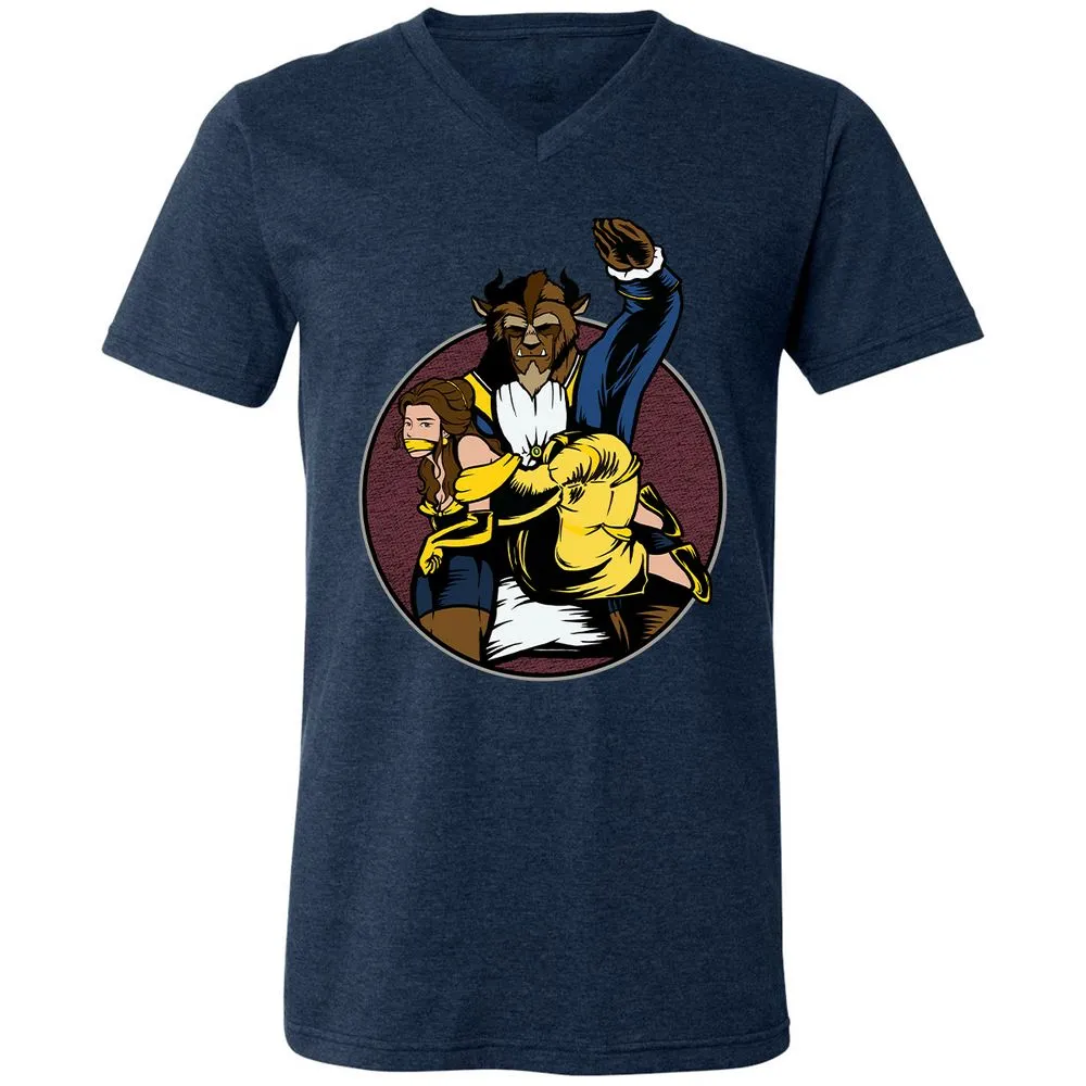 Unisex V-Neck T-Shirt - 41B8CMJA - Heather Navy - 15