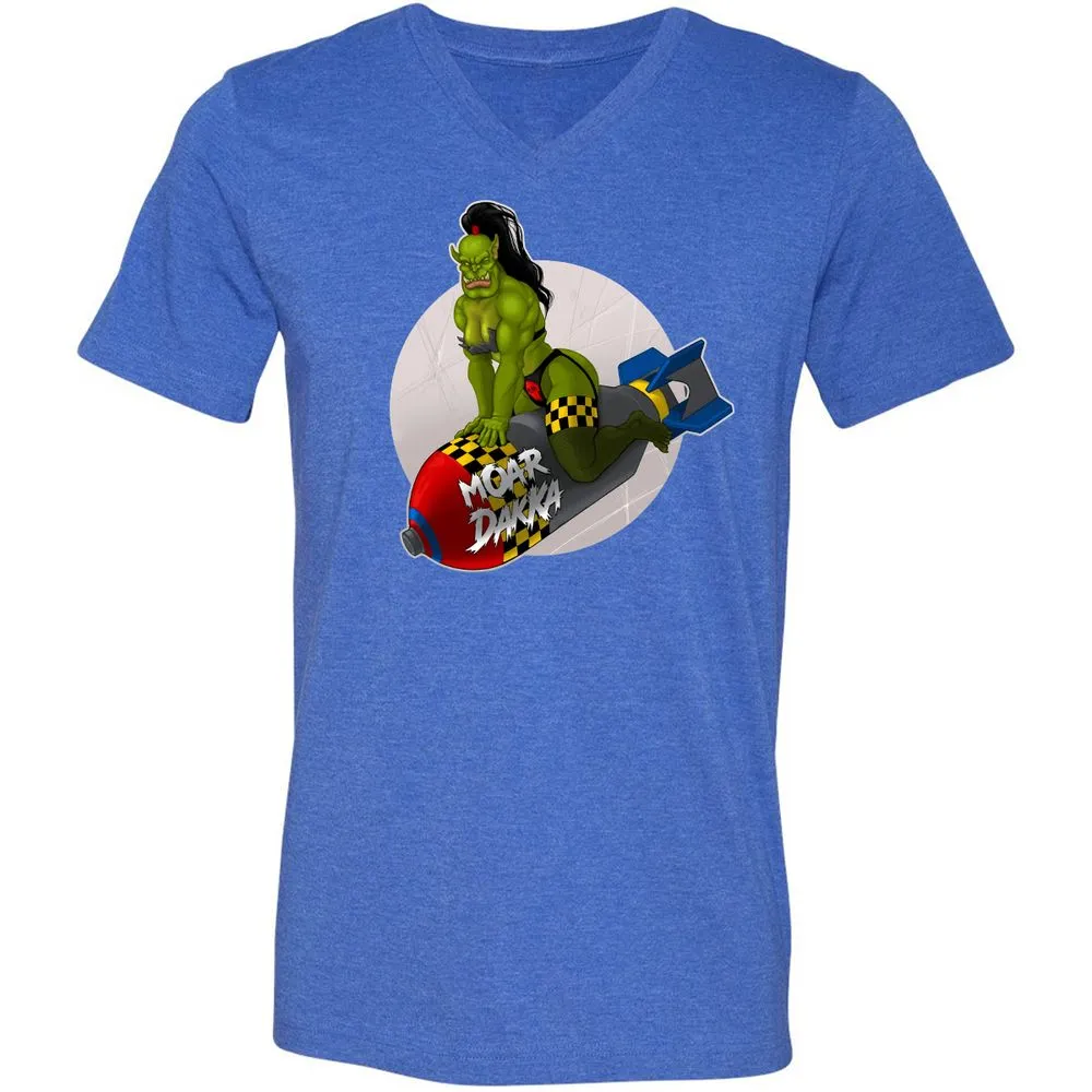Unisex V-Neck T-Shirt - 6PQUFJDA - Heather True Royal - 14