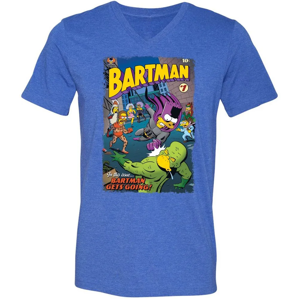 Unisex V-Neck T-Shirt - TBCQZPBR - Heather True Royal - 14