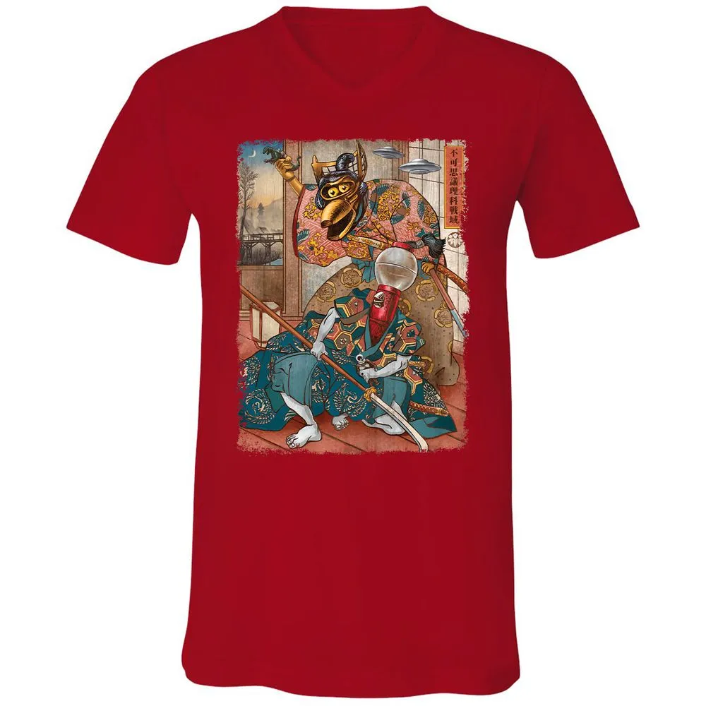 Unisex V-Neck T-Shirt - W9TTMX4X - Red - 3