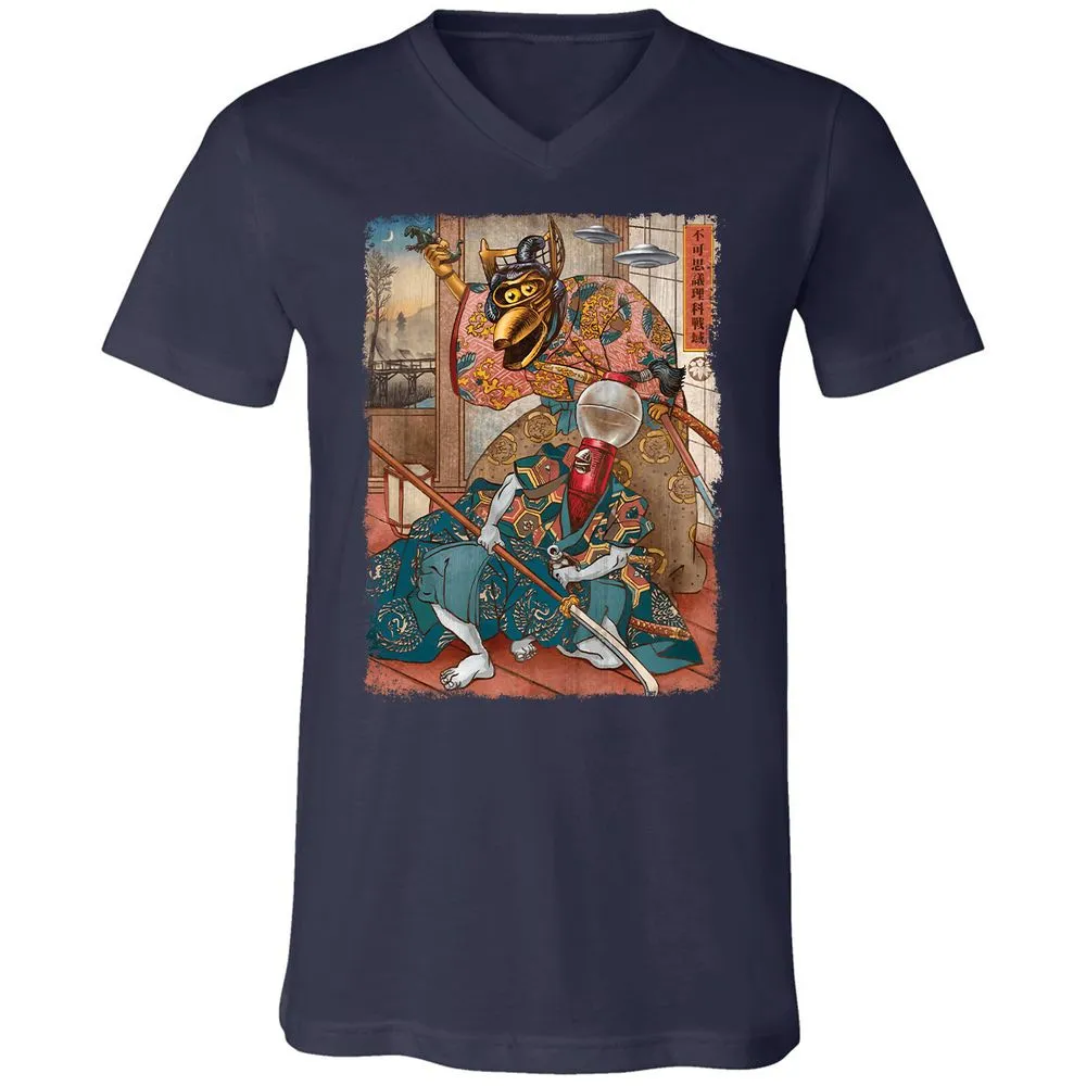 Unisex V-Neck T-Shirt - W9TTMX4X - Navy - 2