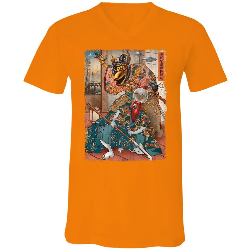 Unisex V-Neck T-Shirt - W9TTMX4X - Orange - 11