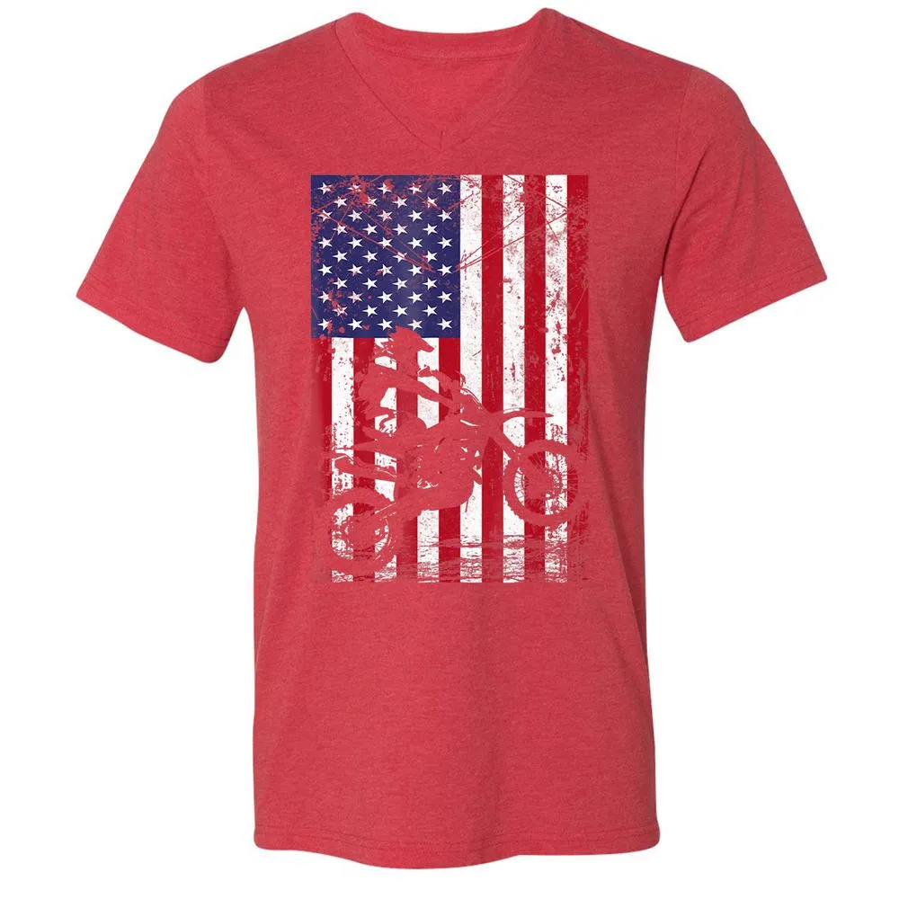 Unisex V-Neck T-Shirt - WD6HWMAT - Heather Red - 16