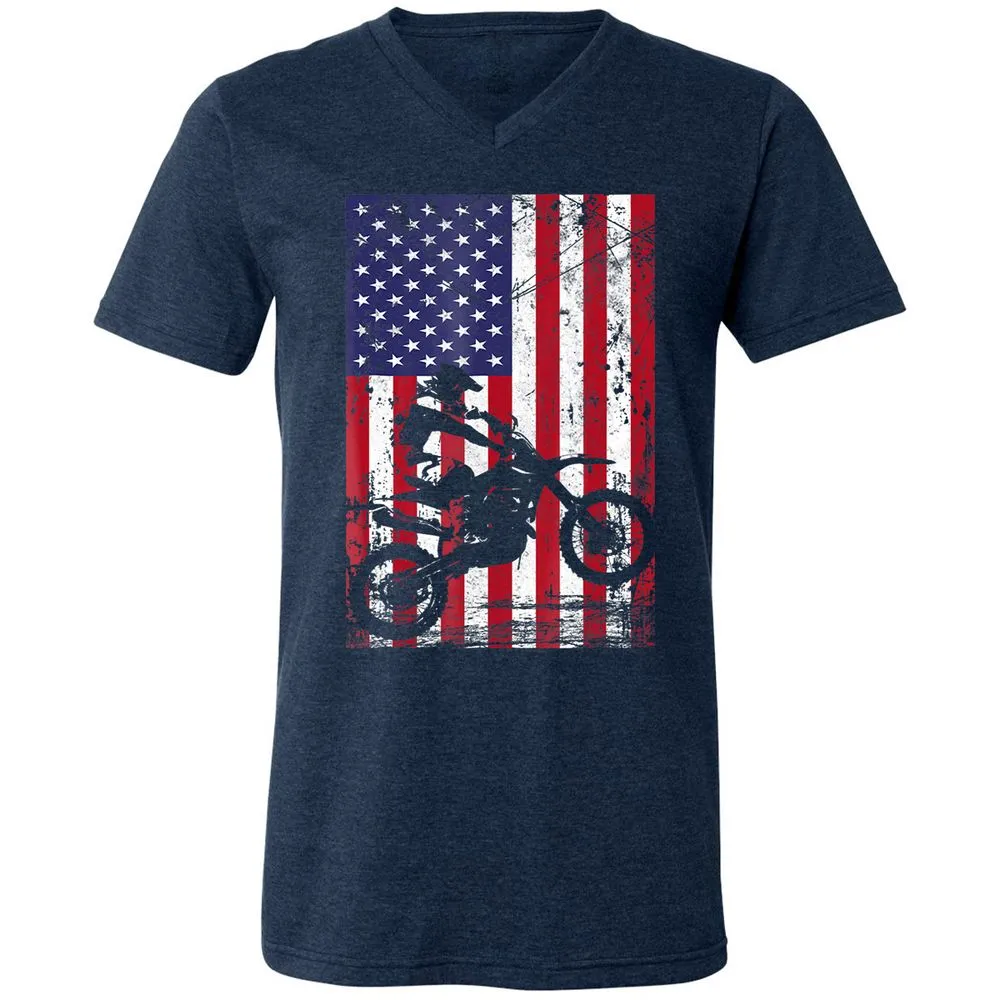 Unisex V-Neck T-Shirt - WD6HWMAT - Heather Navy - 15