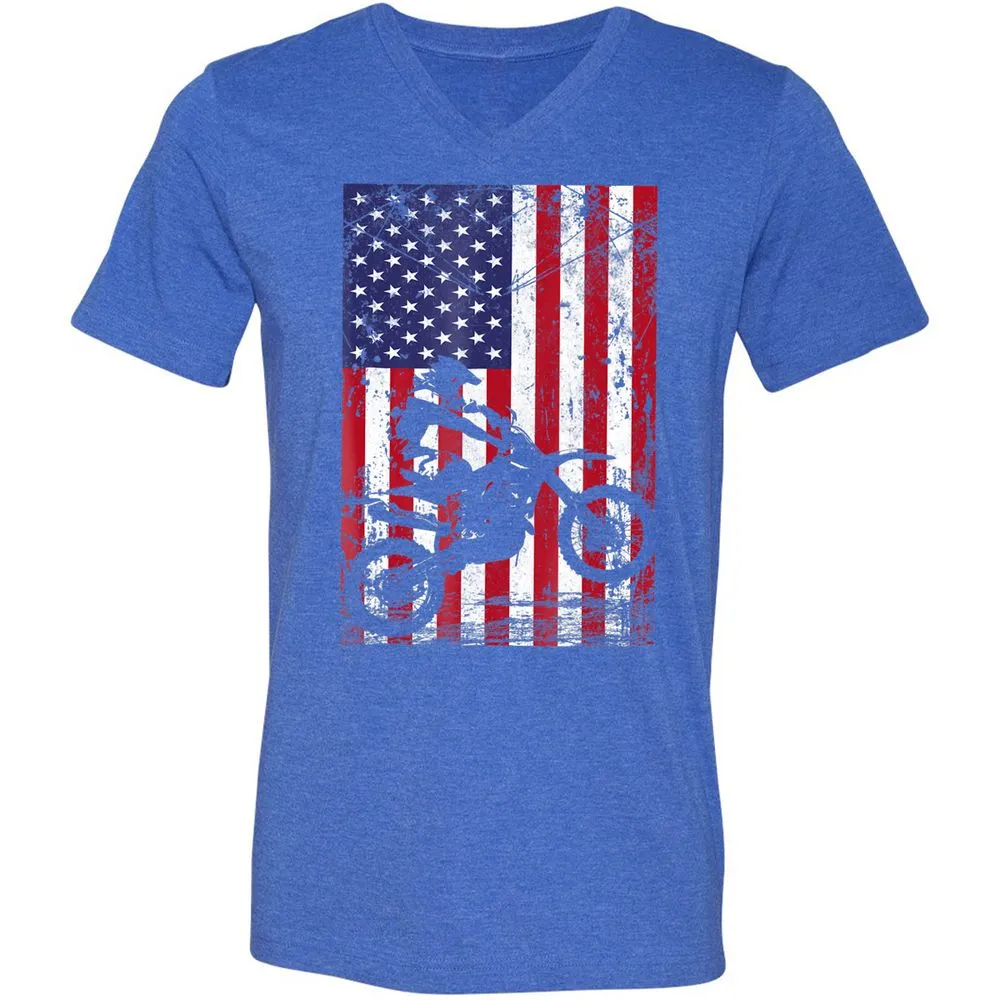Unisex V-Neck T-Shirt - WD6HWMAT - Heather True Royal - 14