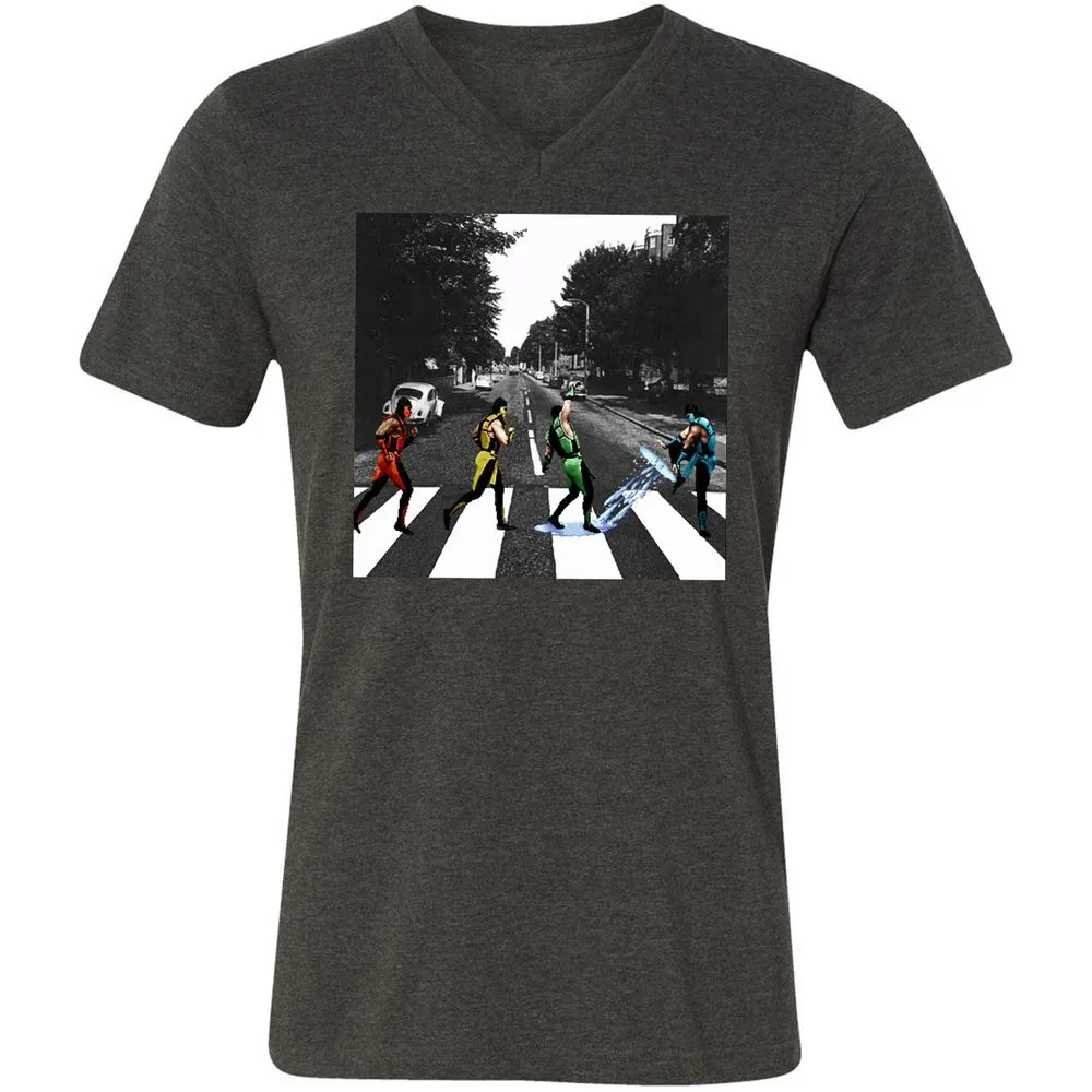 Unisex V-Neck T-Shirt - WGRSL124 - Dark Grey Heather - 8