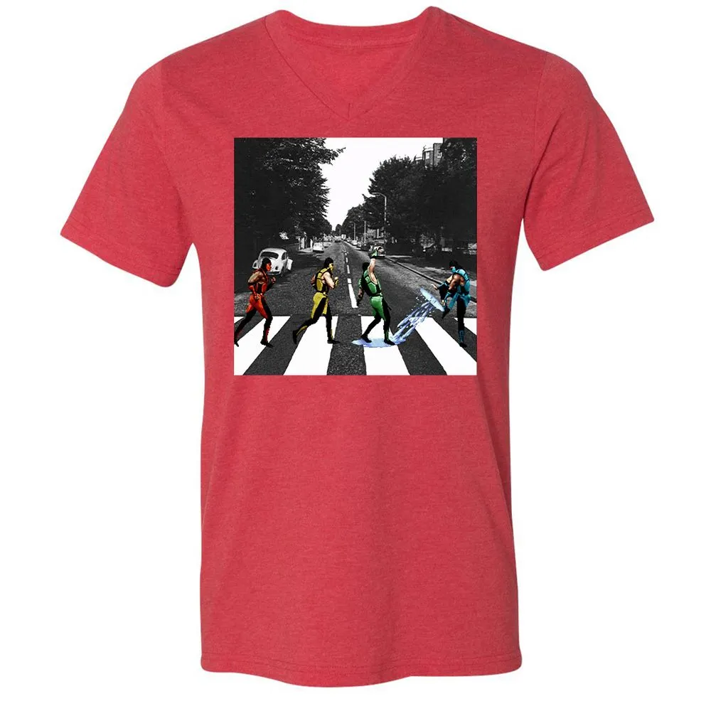 Unisex V-Neck T-Shirt - WGRSL124 - Heather Red - 16
