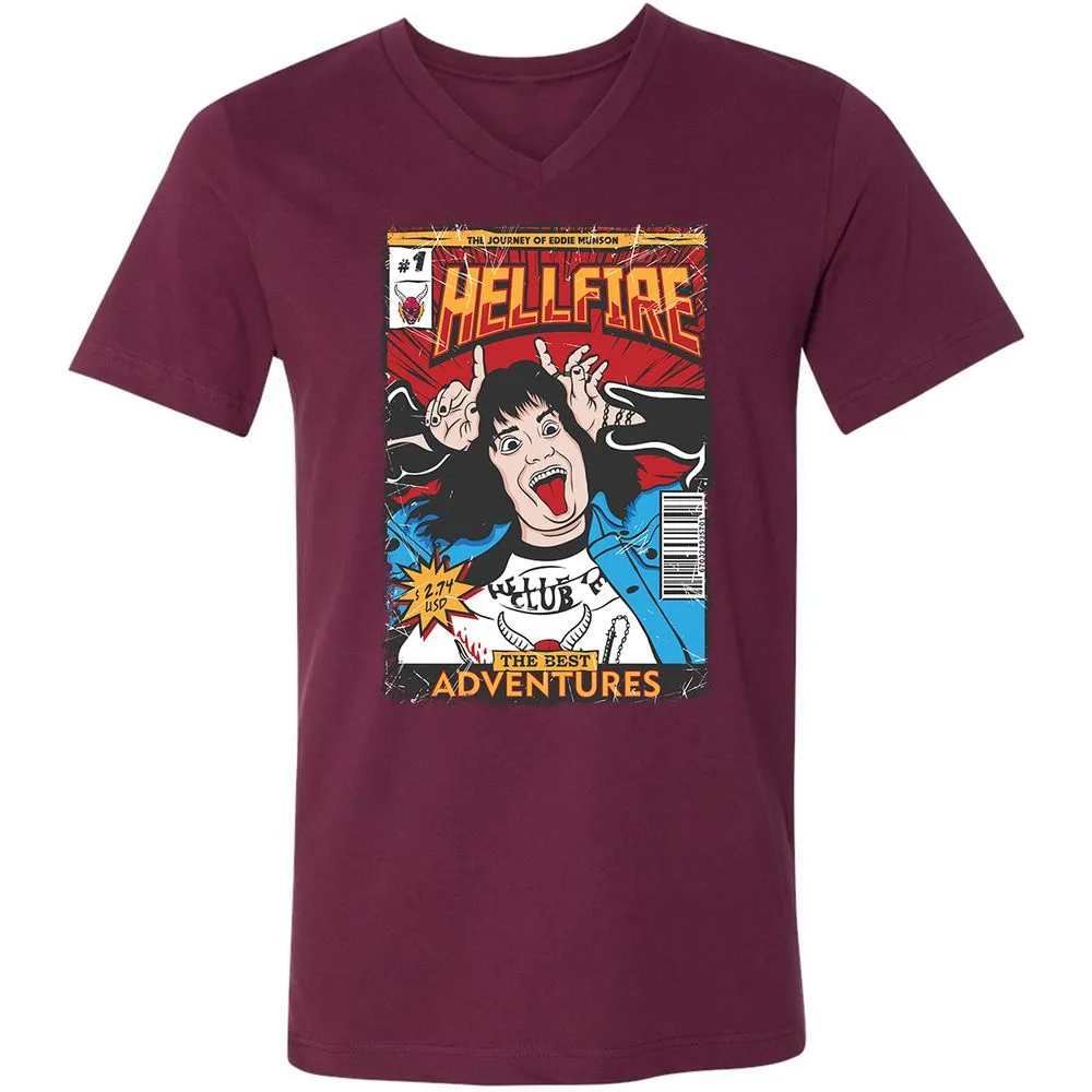 Unisex V-Neck T-Shirt - 8YBTTG9G - Maroon - 6