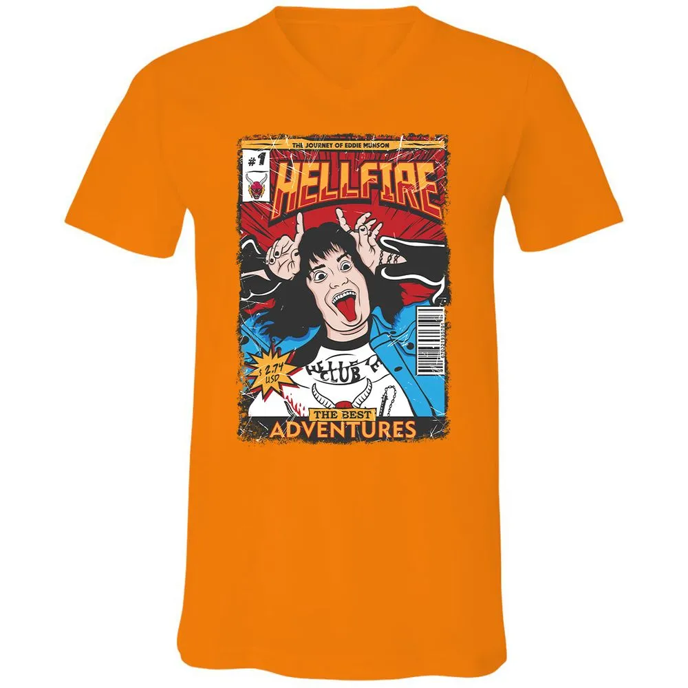 Unisex V-Neck T-Shirt - 8YBTTG9G - Orange - 11