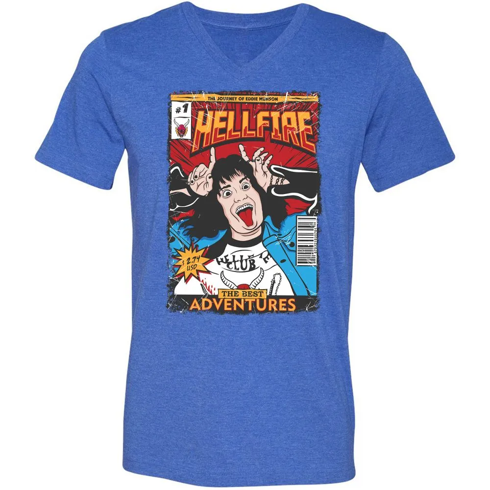 Unisex V-Neck T-Shirt - 8YBTTG9G - Heather True Royal - 14