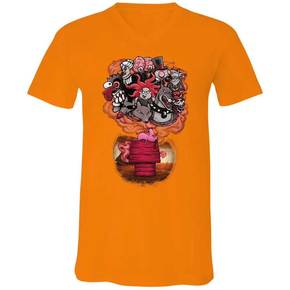 Unisex V-Neck T-Shirt - 7XVA3XHJ - Orange - 11