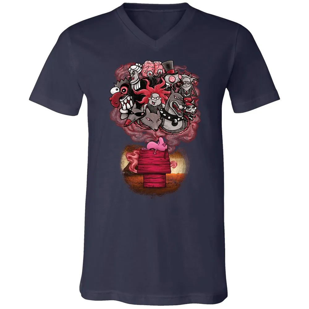 Unisex V-Neck T-Shirt - 7XVA3XHJ - Navy - 2