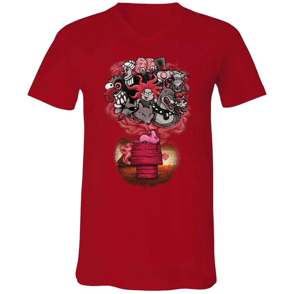 Unisex V-Neck T-Shirt - 7XVA3XHJ - Red - 3