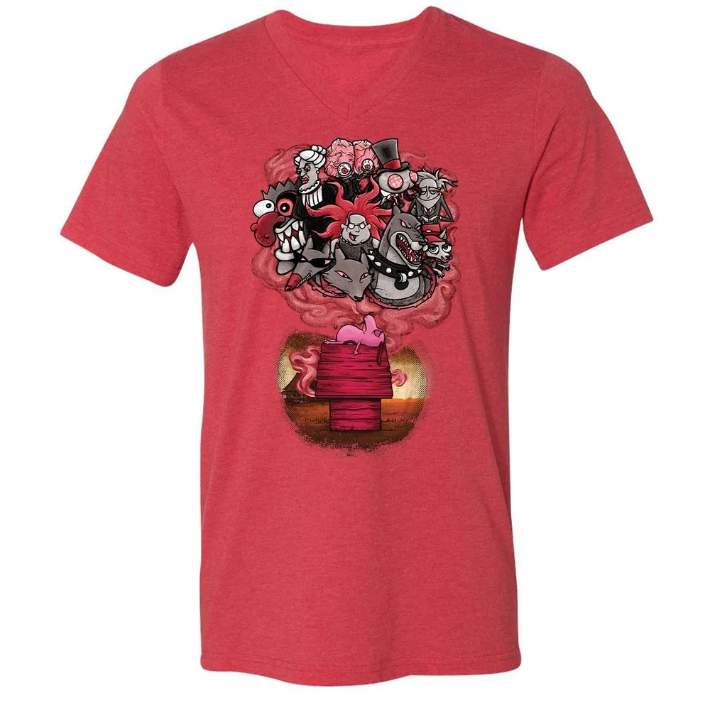 Unisex V-Neck T-Shirt - 7XVA3XHJ - Heather Red - 16