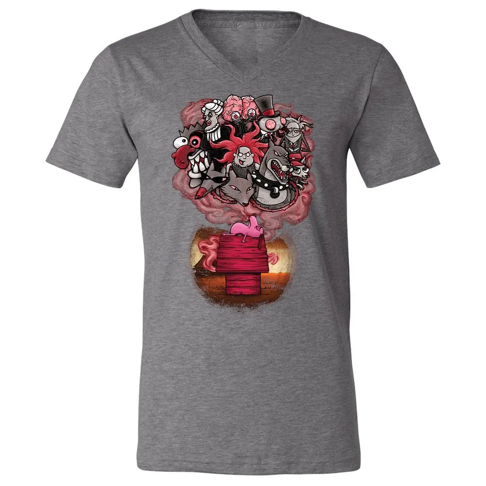 Unisex V-Neck T-Shirt - 7XVA3XHJ - Deep Heather - 13