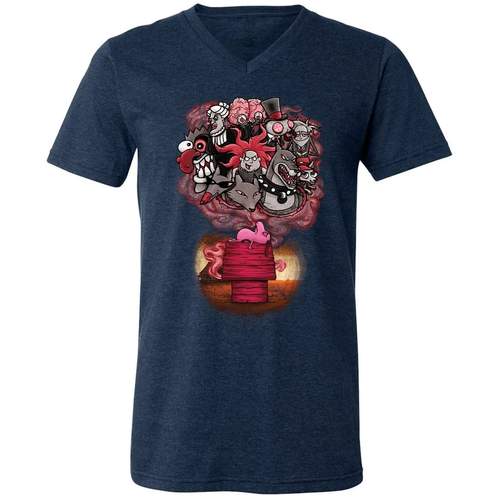 Unisex V-Neck T-Shirt - 7XVA3XHJ - Heather Navy - 15