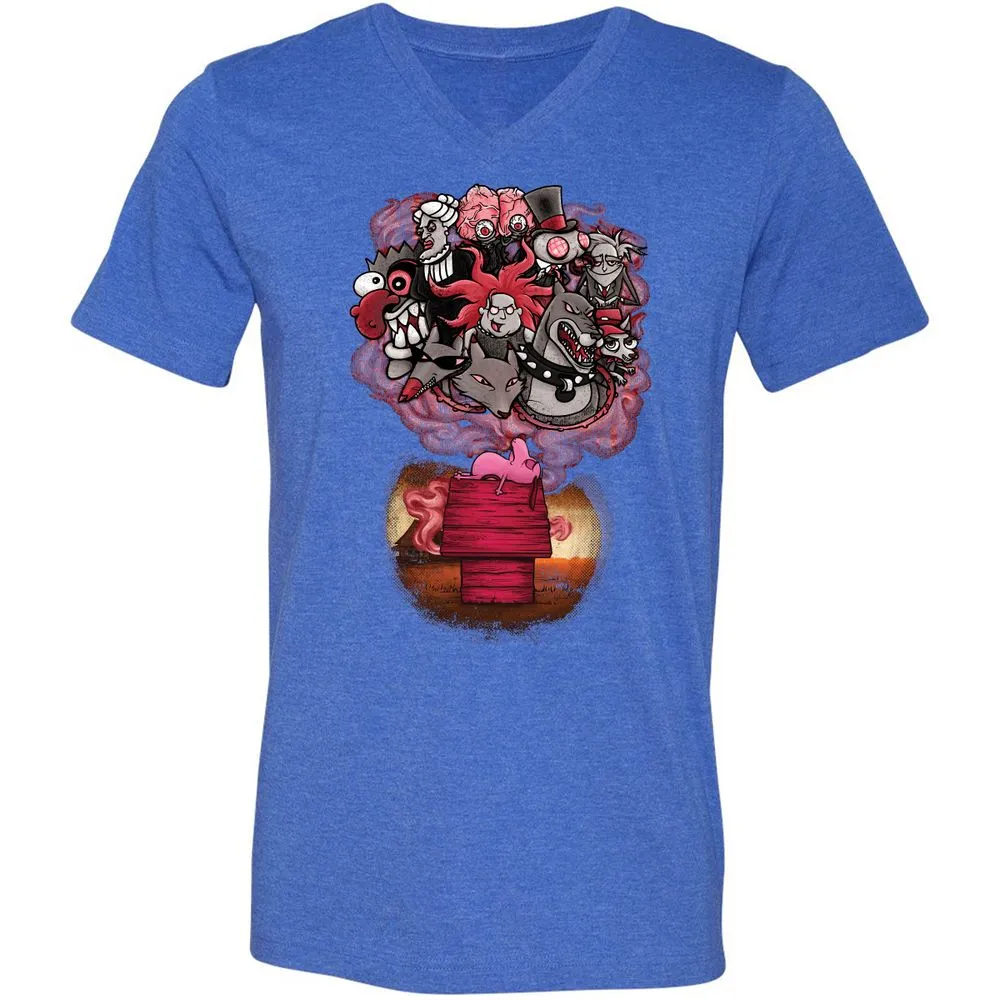 Unisex V-Neck T-Shirt - 7XVA3XHJ - Heather True Royal - 14