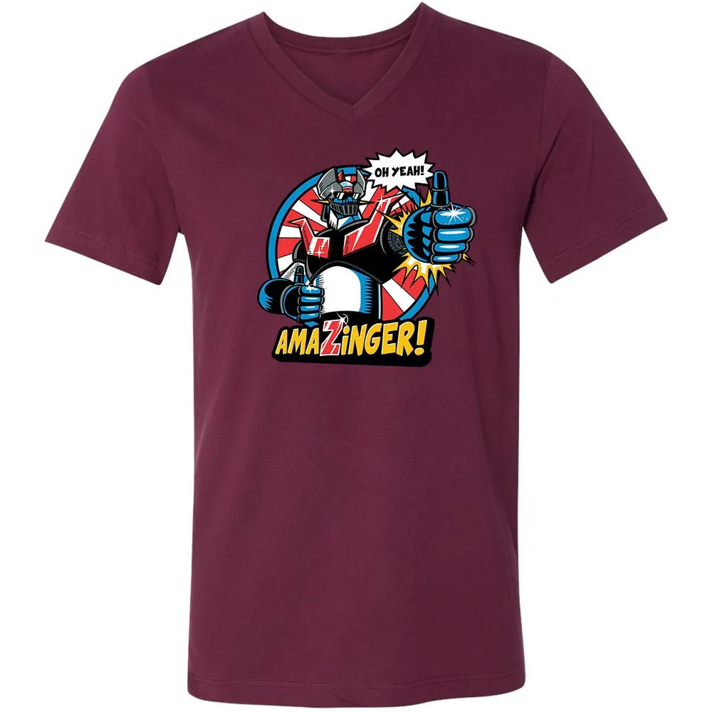 Unisex V-Neck T-Shirt - FELA2ZEM - Maroon - 6