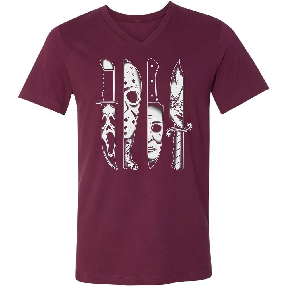 Unisex V-Neck T-Shirt - 91R624YQ - Maroon - 6