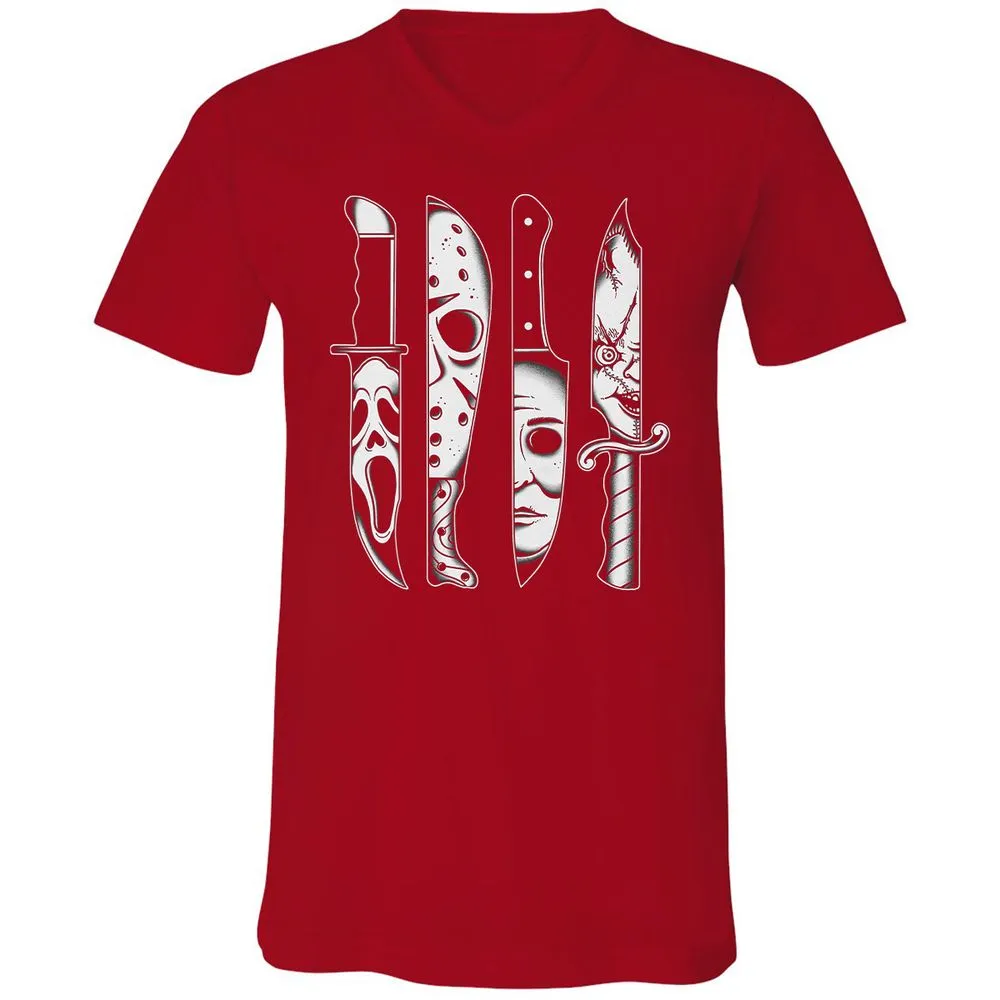 Unisex V-Neck T-Shirt - 91R624YQ - Red - 3