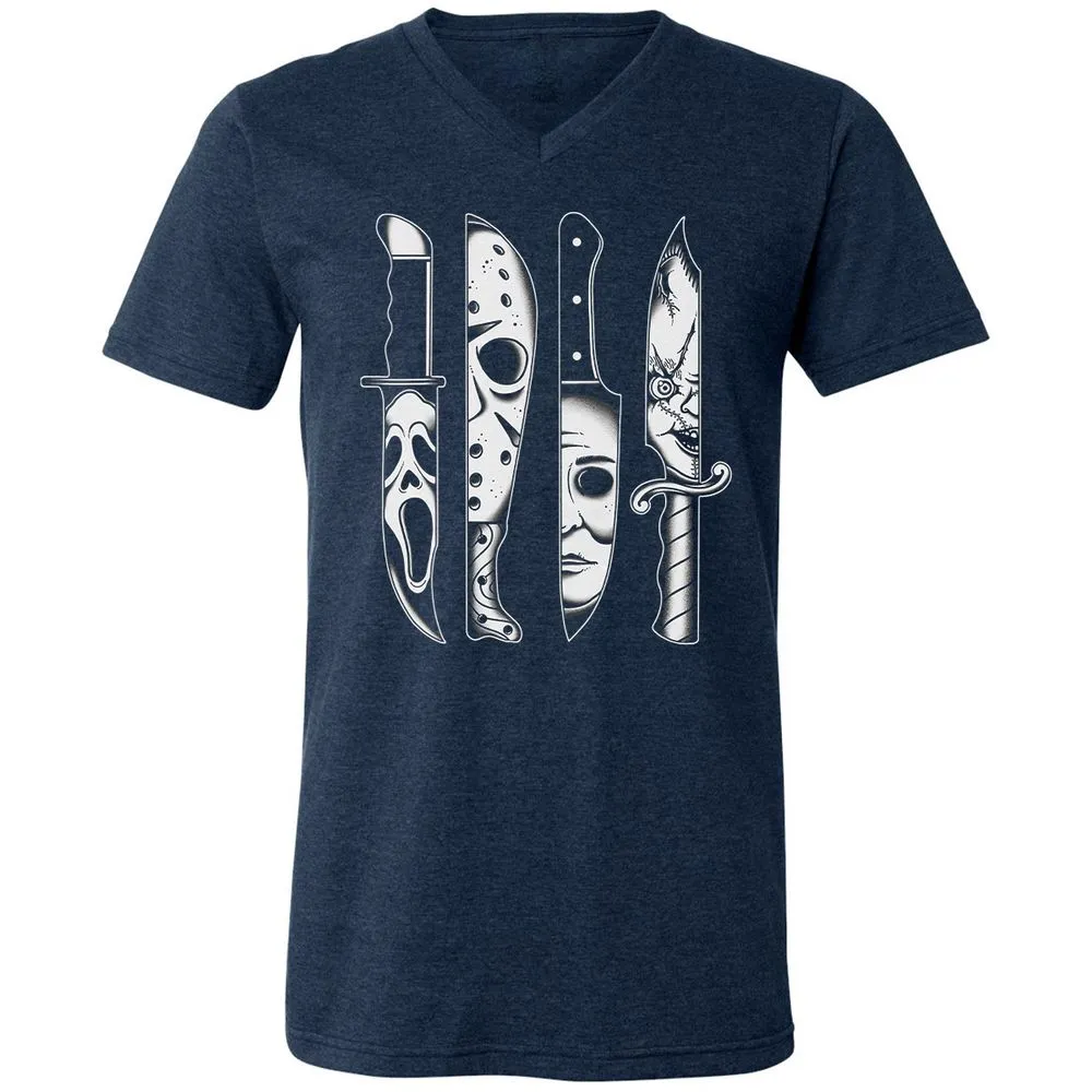 Unisex V-Neck T-Shirt - 91R624YQ - Heather Navy - 15