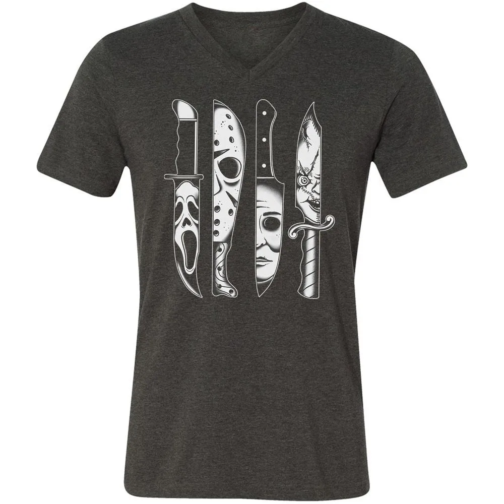 Unisex V-Neck T-Shirt - 91R624YQ - Dark Grey Heather - 8