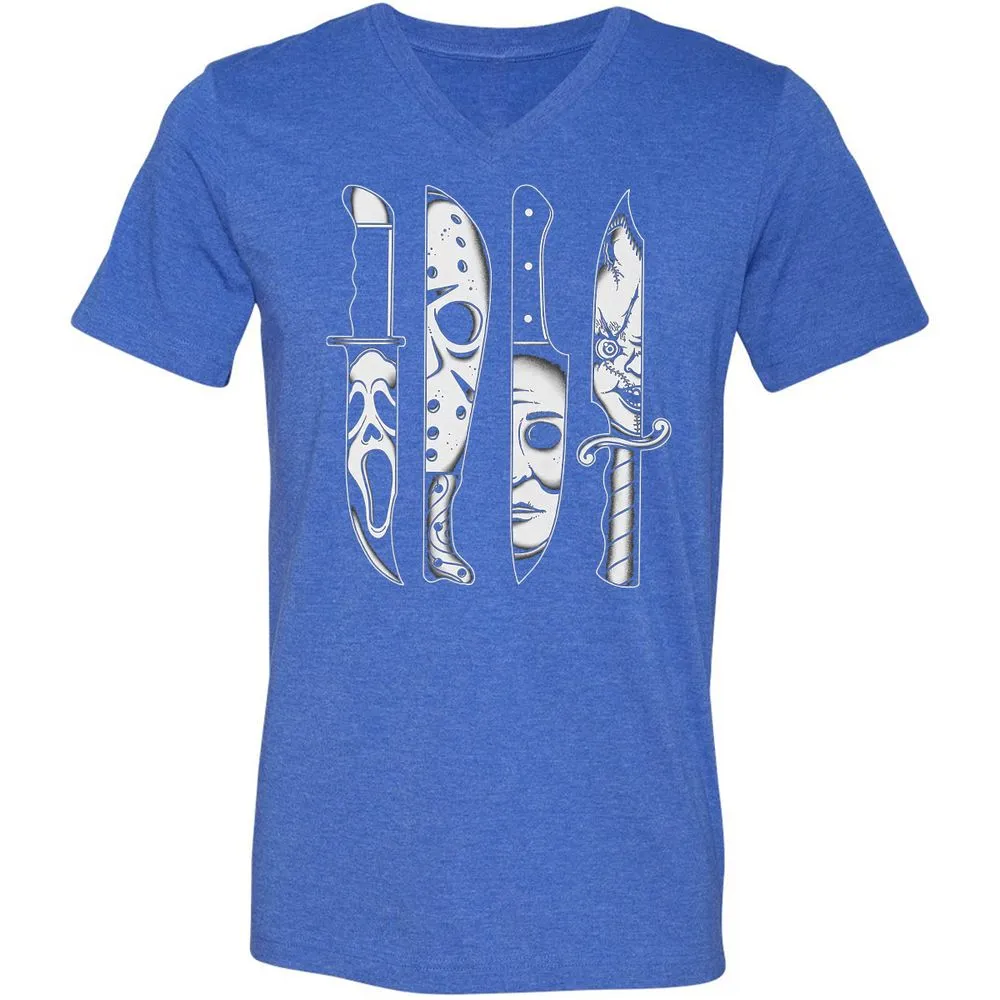 Unisex V-Neck T-Shirt - 91R624YQ - Heather True Royal - 14