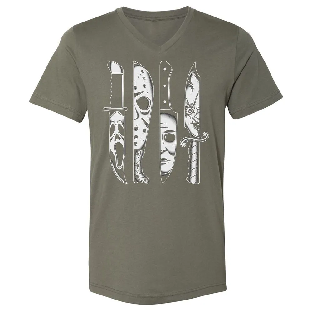 Unisex V-Neck T-Shirt - 91R624YQ - Military Green - 10