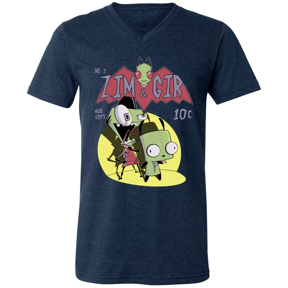 Unisex V-Neck T-Shirt - 9CESSR8T - Heather Navy - 15