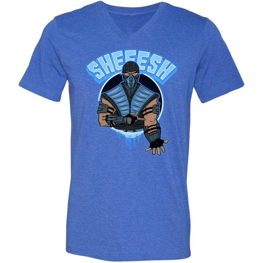 Unisex V-Neck T-Shirt - 6R4MV69P - Heather True Royal - 14