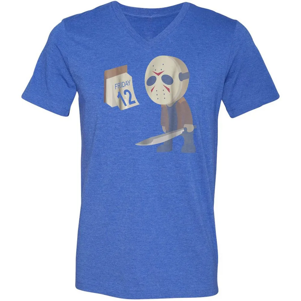 Unisex V-Neck T-Shirt - AKW3ZVBS - Heather True Royal - 14
