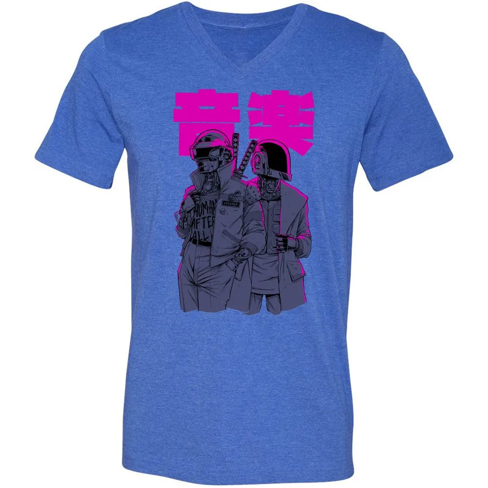 Unisex V-Neck T-Shirt - SA3YMWLJ - Heather True Royal - 14
