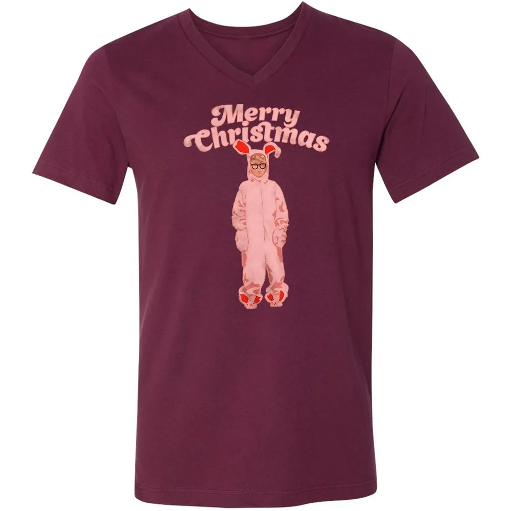Unisex V-Neck T-Shirt - 14T8G5UM - Maroon - 6
