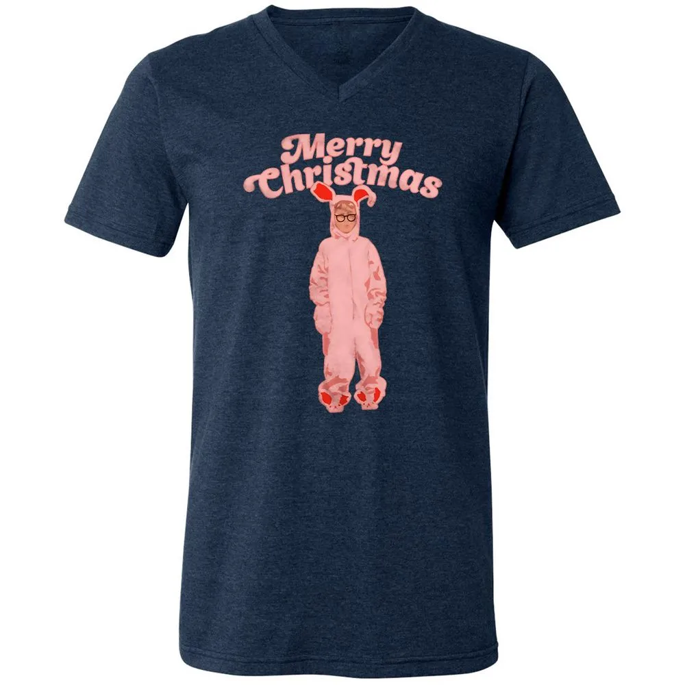 Unisex V-Neck T-Shirt - 14T8G5UM - Heather Navy - 15