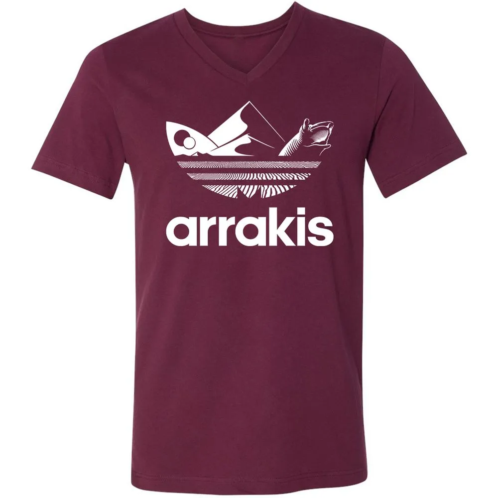 Unisex V-Neck T-Shirt - JJS7WJMZ - Maroon - 6