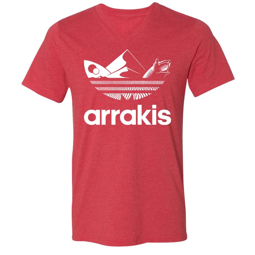 Unisex V-Neck T-Shirt - JJS7WJMZ - Heather Red - 16
