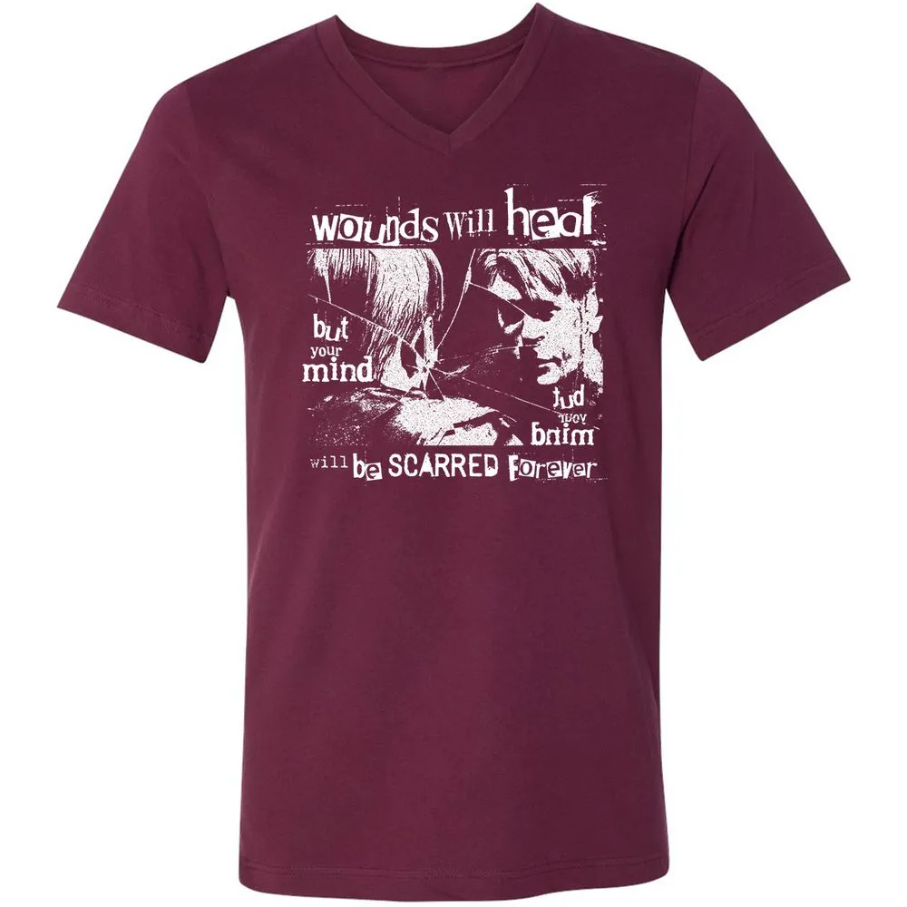 Unisex V-Neck T-Shirt - 2ERQLHBK - Maroon - 6
