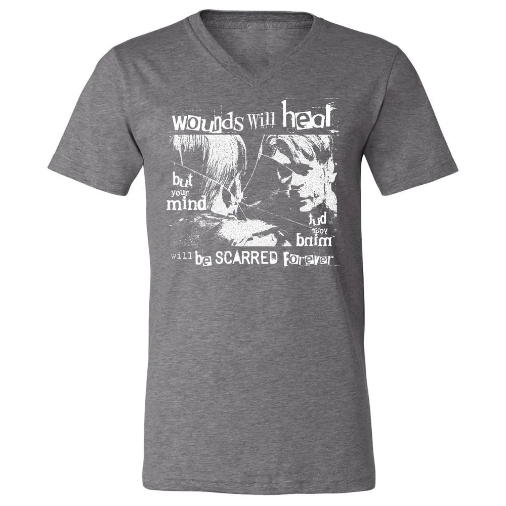 Unisex V-Neck T-Shirt - 2ERQLHBK - Deep Heather - 13