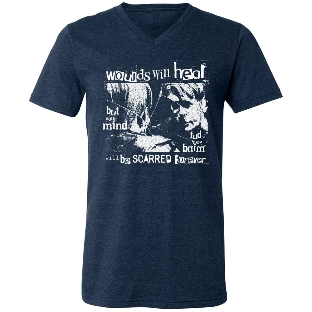 Unisex V-Neck T-Shirt - 2ERQLHBK - Heather Navy - 15