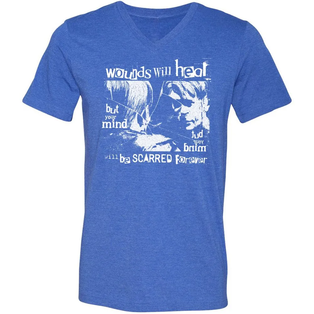 Unisex V-Neck T-Shirt - 2ERQLHBK - Heather True Royal - 14