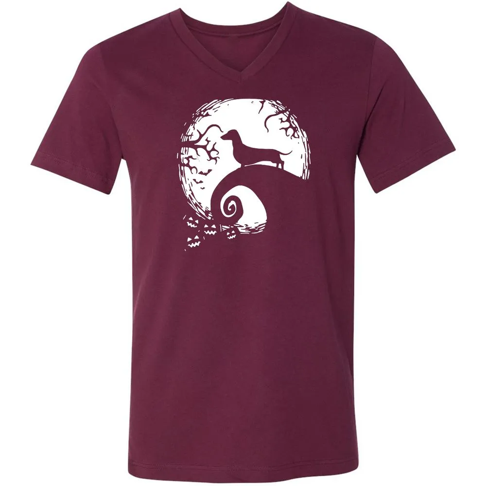 Unisex V-Neck T-Shirt - M6GEFL3Y - Maroon - 6