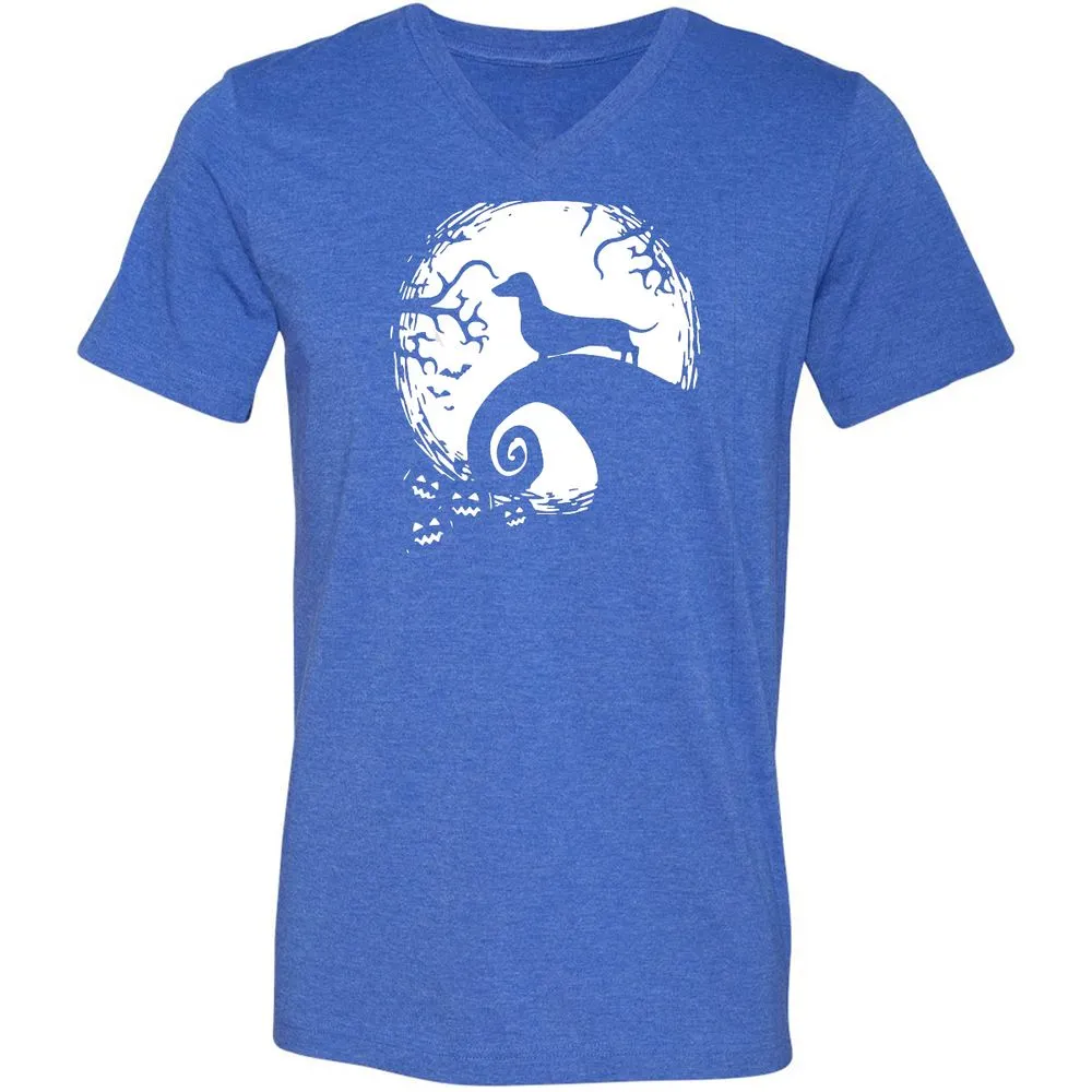 Unisex V-Neck T-Shirt - M6GEFL3Y - Heather True Royal - 14