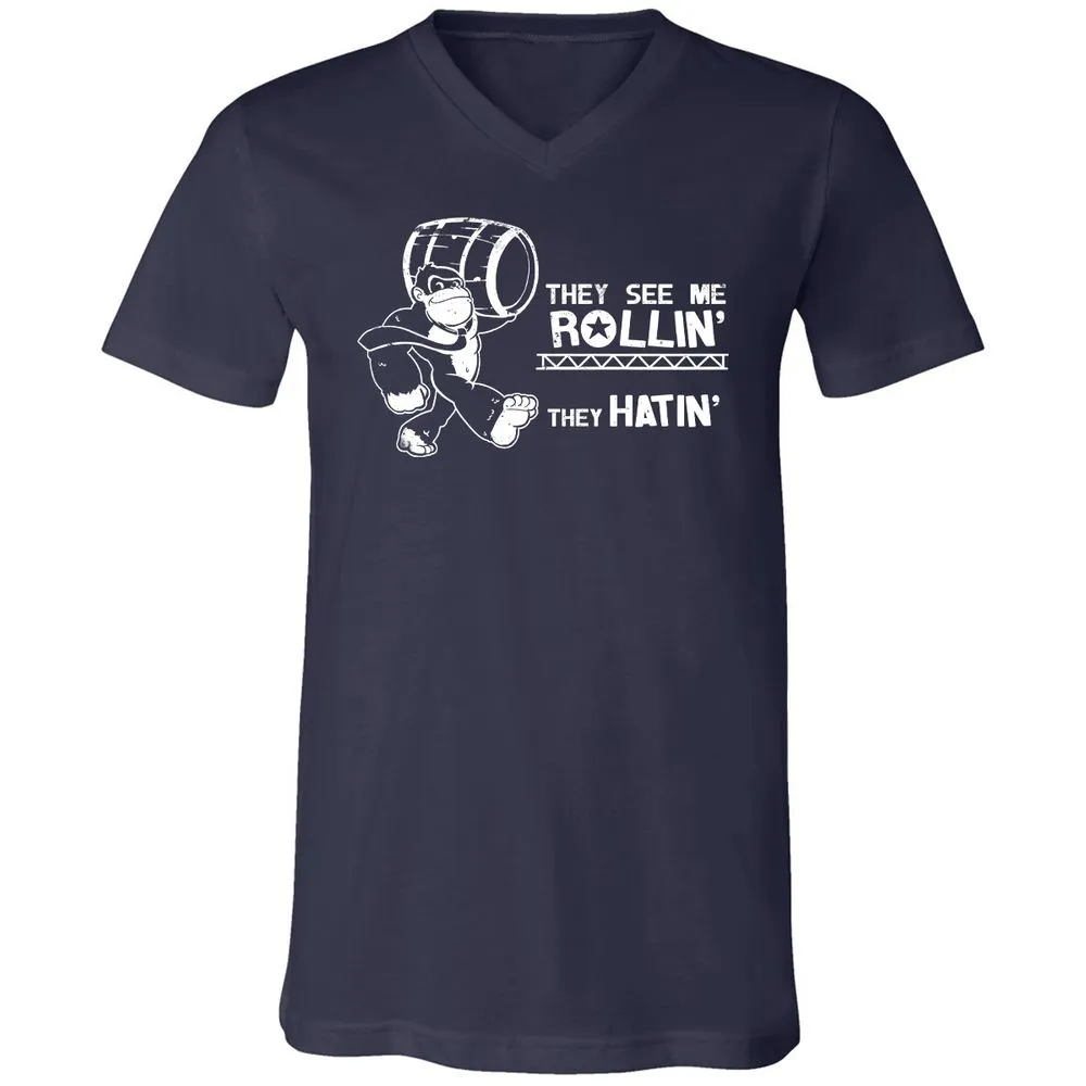 Unisex V-Neck T-Shirt - 9G341W7T - Navy - 2