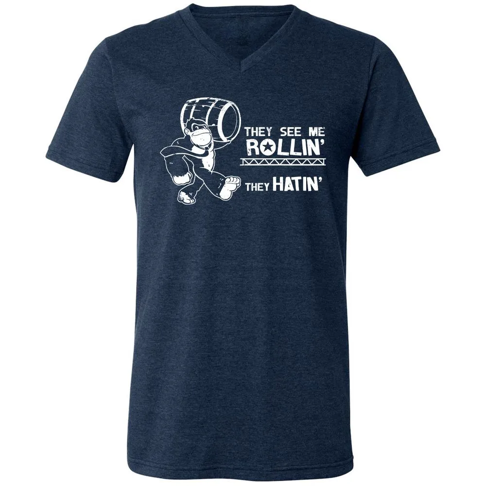 Unisex V-Neck T-Shirt - 9G341W7T - Heather Navy - 15