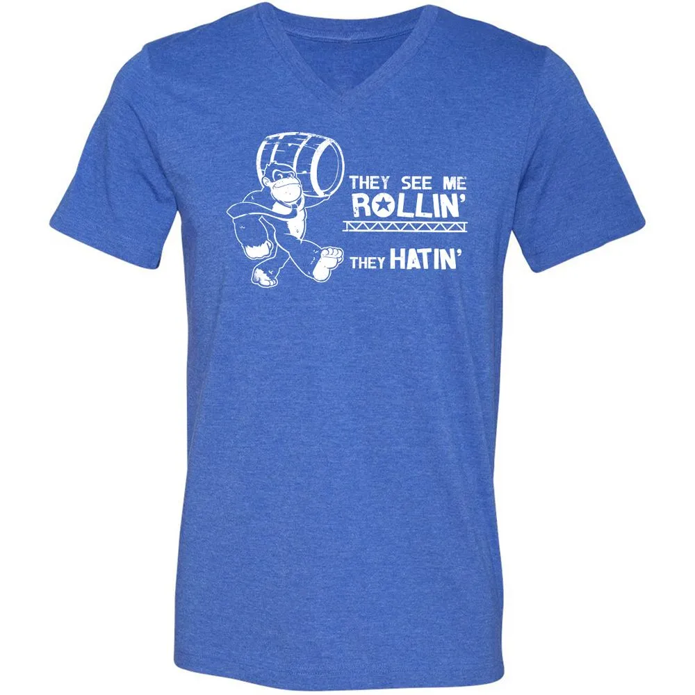 Unisex V-Neck T-Shirt - 9G341W7T - Heather True Royal - 14