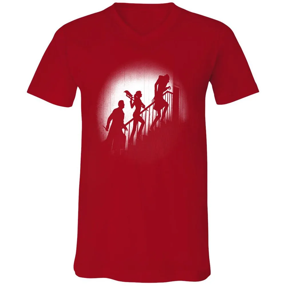 Unisex V-Neck T-Shirt - HCH9TXTT - Red - 3