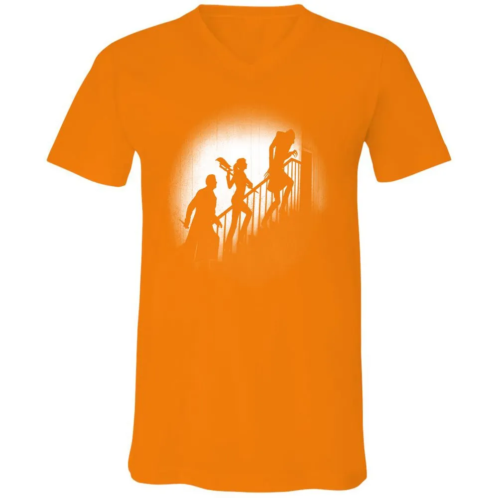 Unisex V-Neck T-Shirt - HCH9TXTT - Orange - 11