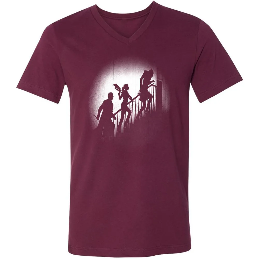 Unisex V-Neck T-Shirt - HCH9TXTT - Maroon - 6