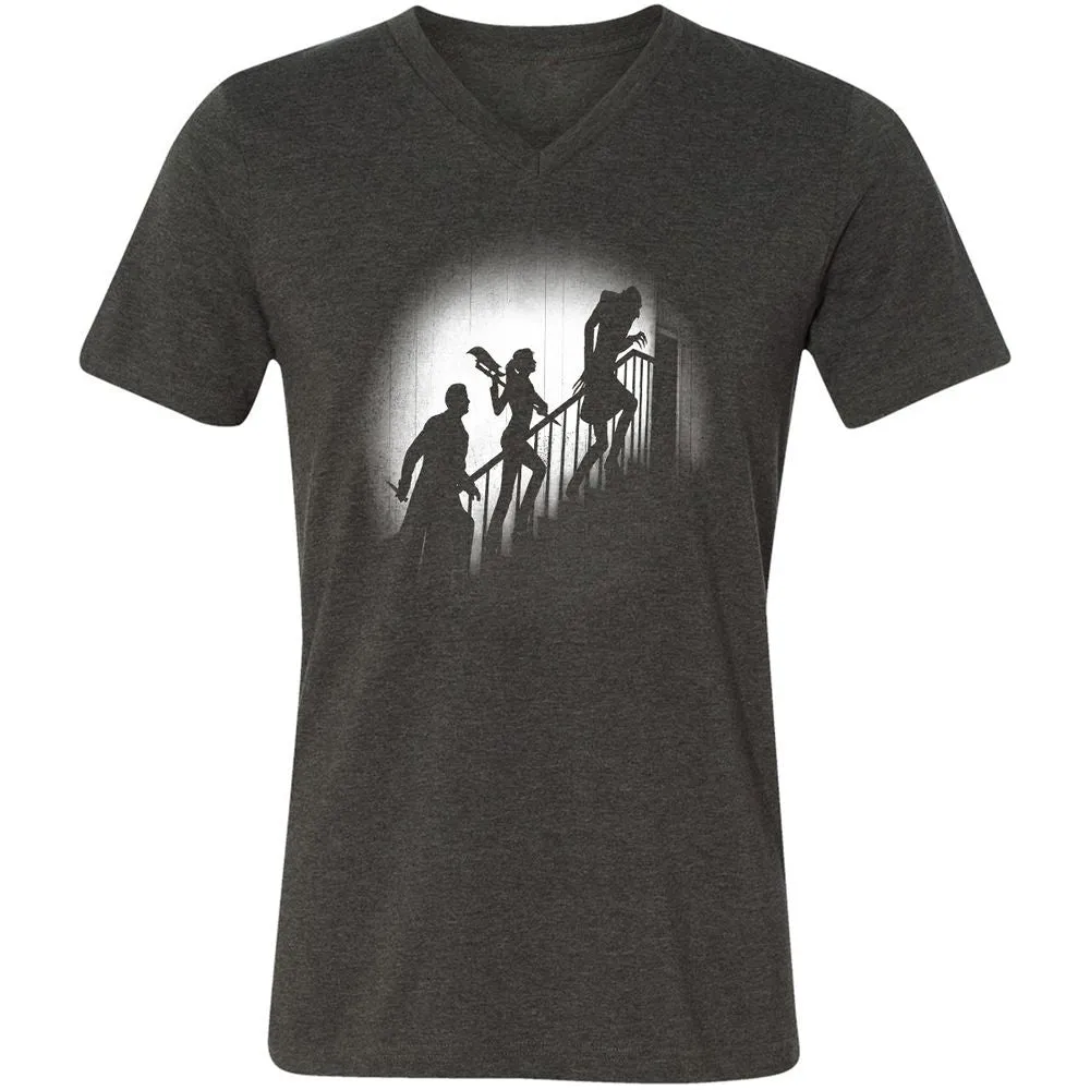 Unisex V-Neck T-Shirt - HCH9TXTT - Dark Grey Heather - 8